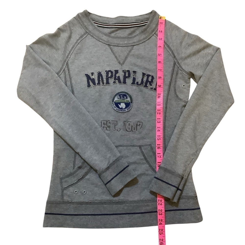 Napapijri Logo Sweatshirt Women’s Size S Grey Cotton Stretch Graphic Pullover - Picture 13 of 15